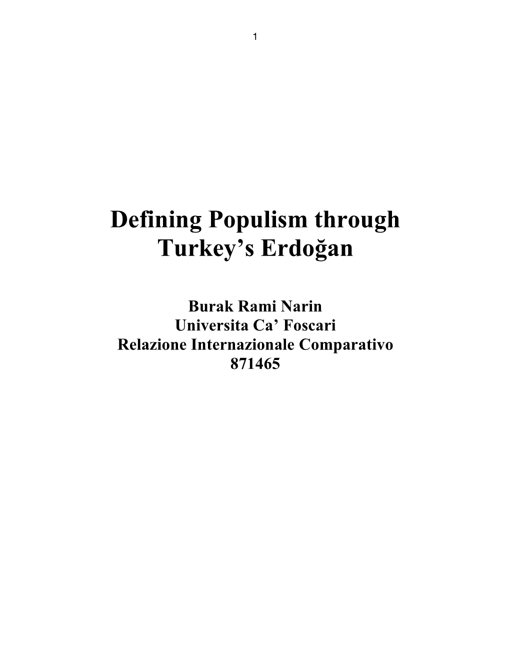 Defining Populism Through Turkey's Erdoğan