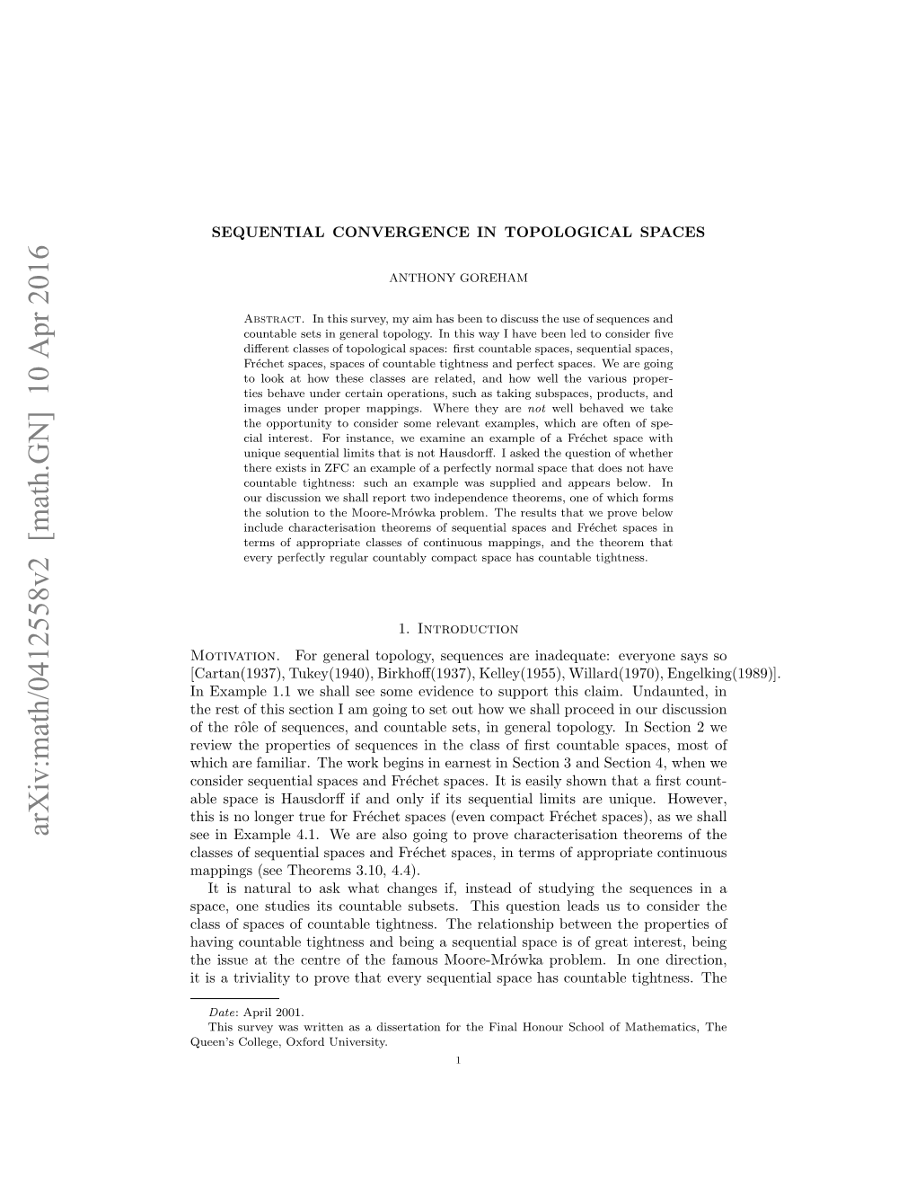 Arxiv:Math/0412558V2 [Math.GN] 10 Apr 2016 E Neape41 Eaeas on Opoecaatrsto Theor Characterisation Ap Prove 4.4)