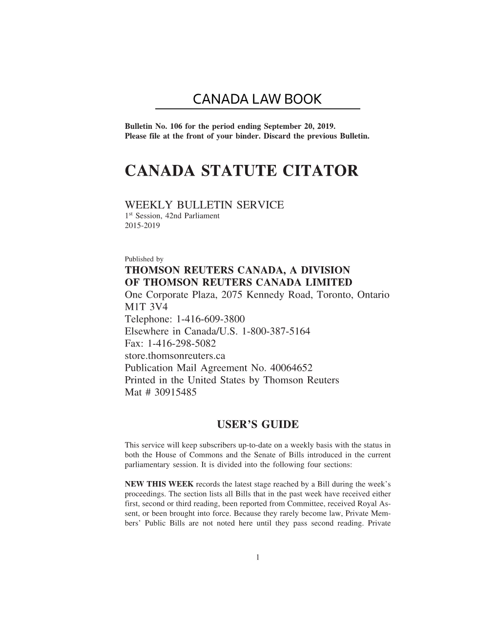 Canada Statute Citator