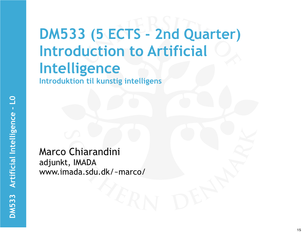 Introduction to Artificial Intelligence Introduktion Til Kunstig Intelligens