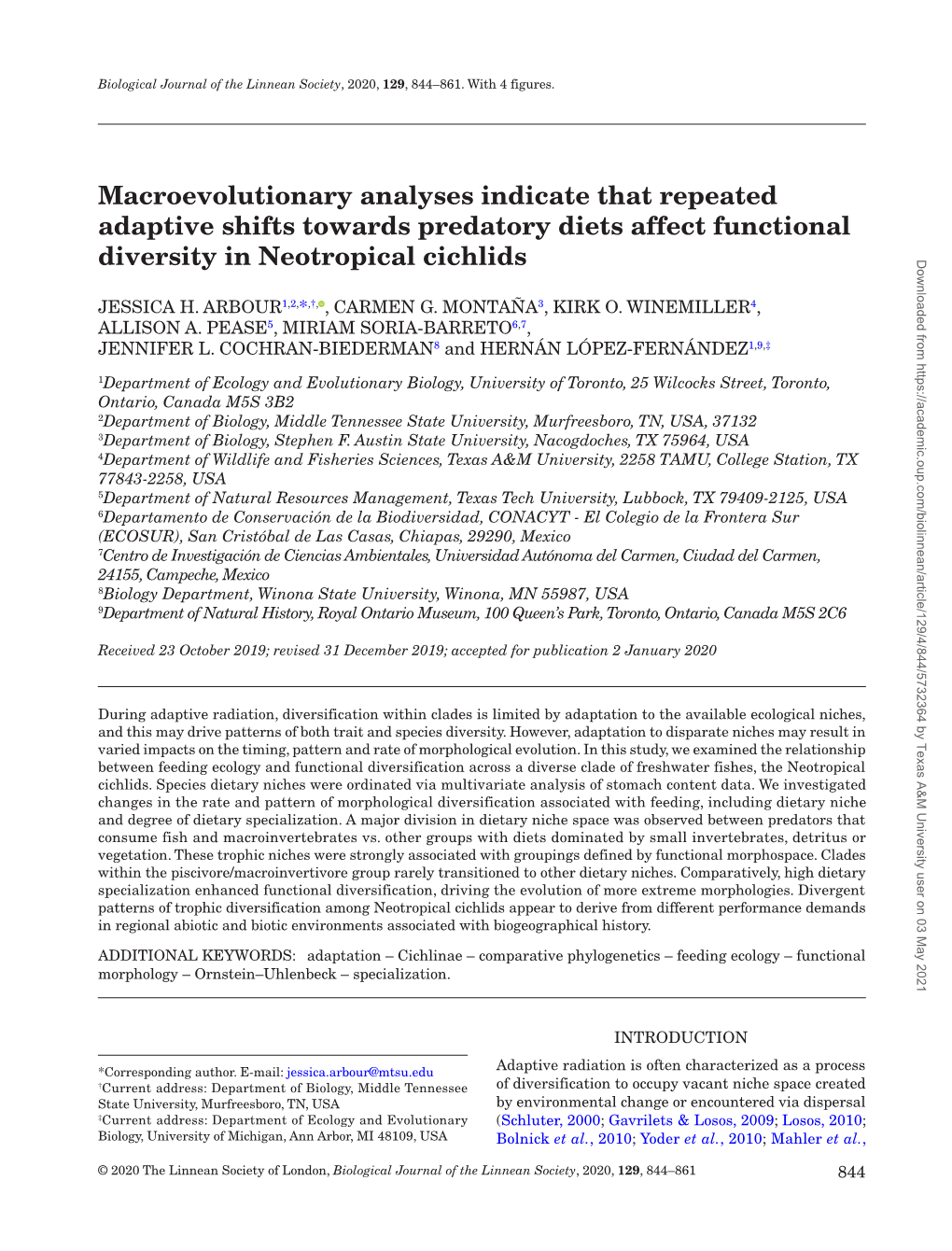 Macroevolutionary Analyses Indicate That Repeated Adaptive Shifts Towards Predatory Diets Affect Functional