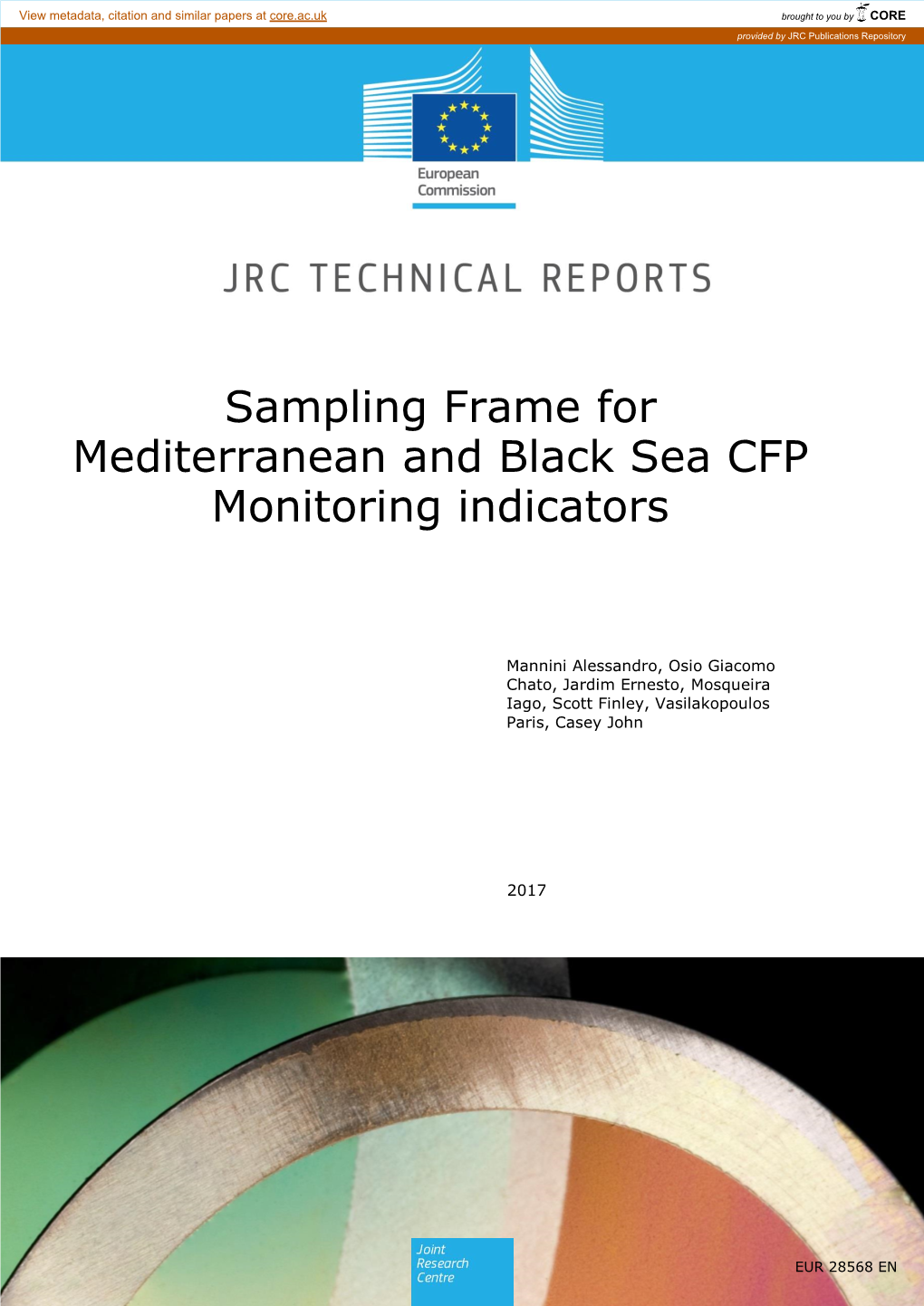 Sampling Frame for Mediterranean and Black Sea CFP Monitoring Indicators