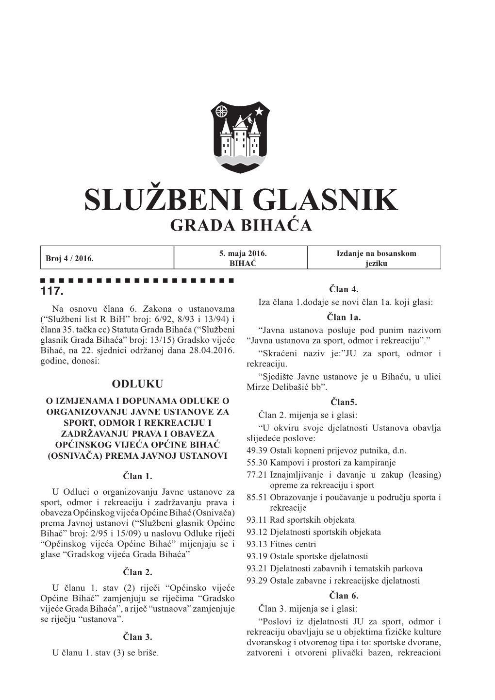 Sluzbeni Glasnik Grada Bihaca 4 16