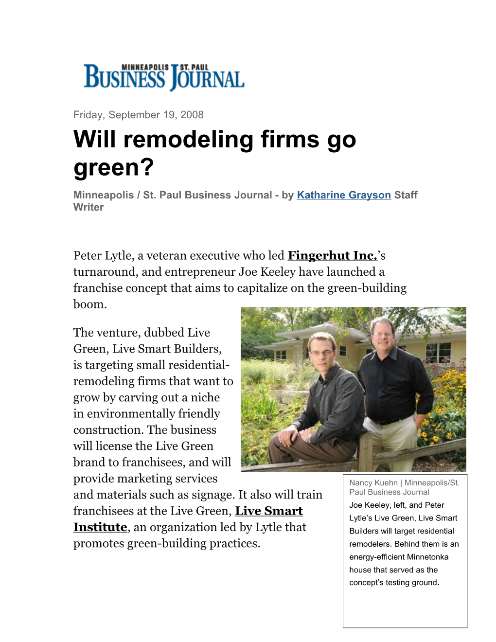 Will Remodeling Firms Go Green?