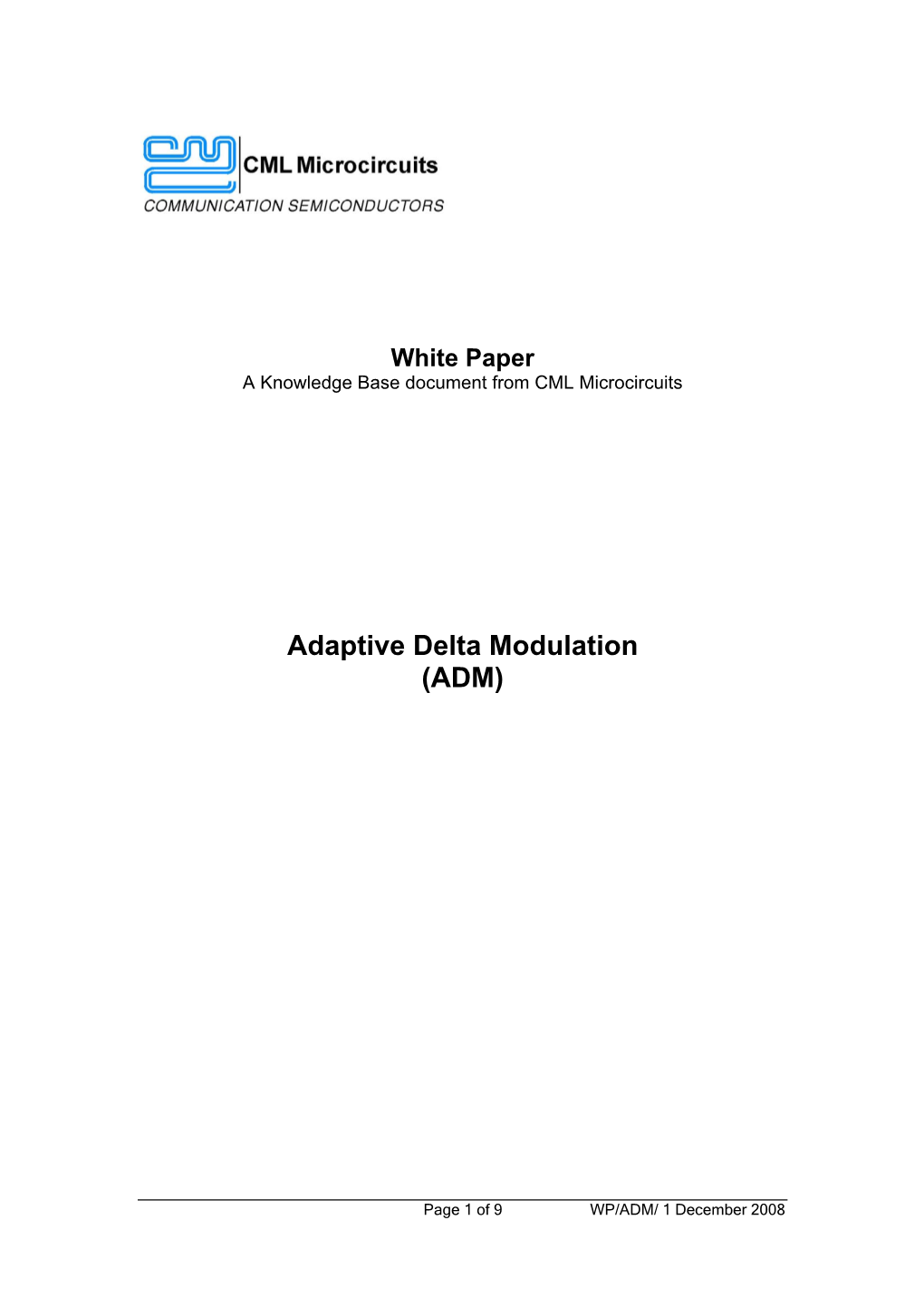 Adaptive Delta Modulation (ADM)