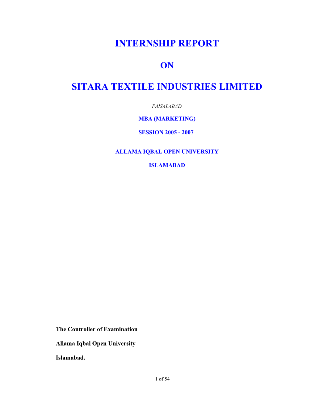 Sitara Textile Industries Limited