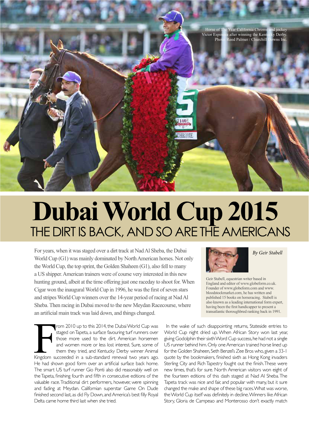 Dubai World Cup 2015 the DIRT IS BACK, and SO ARE the AMERICANS