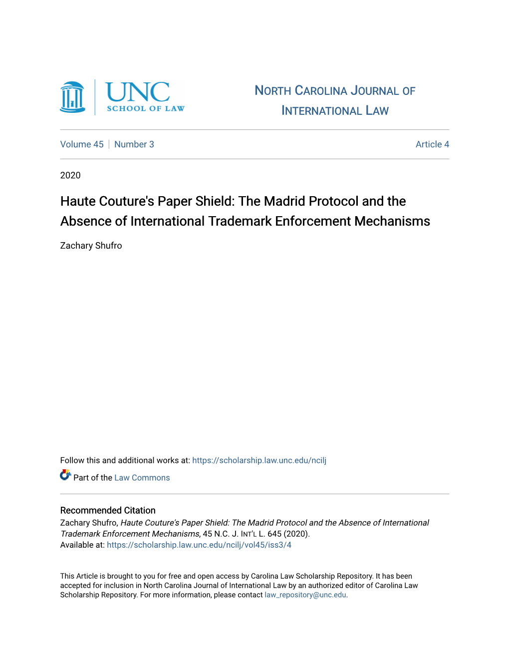 The Madrid Protocol and the Absence of International Trademark Enforcement Mechanisms