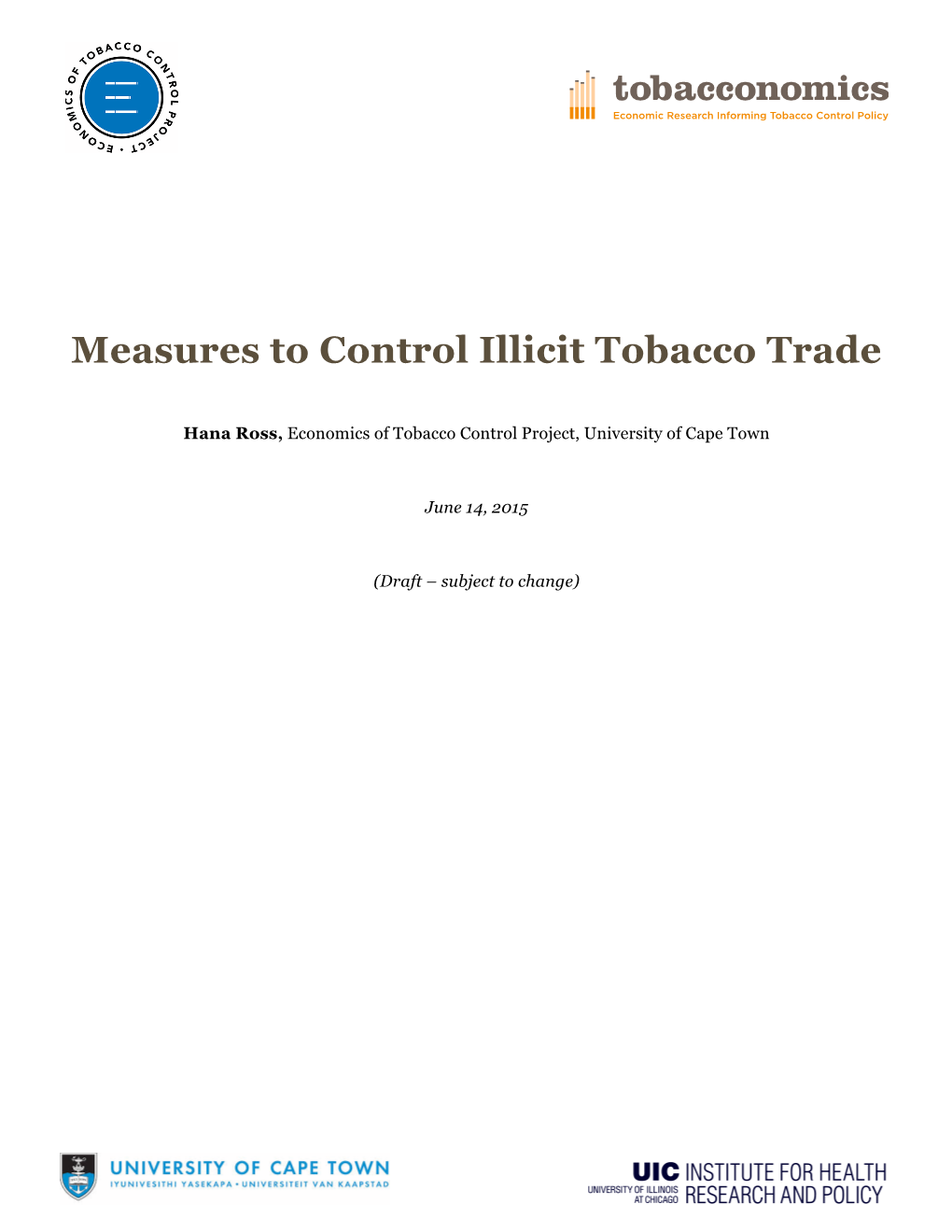 Measures to Control Illicit Tobacco Trade