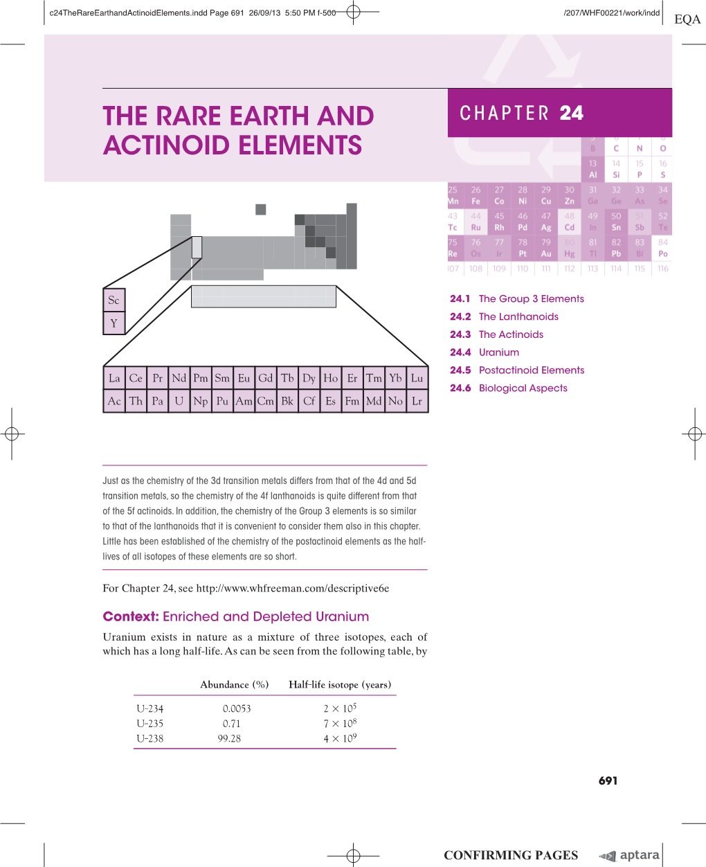 The Rare Earth and Actinoid Elements