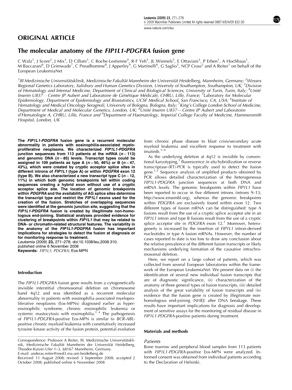 The Molecular Anatomy of the FIP1L1-PDGFRA Fusion Gene