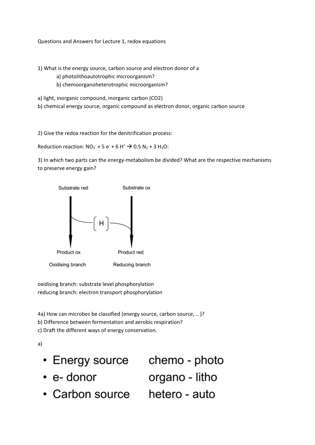 Questions and Answers for Lecture 1, Redox Equations 1) What Is The