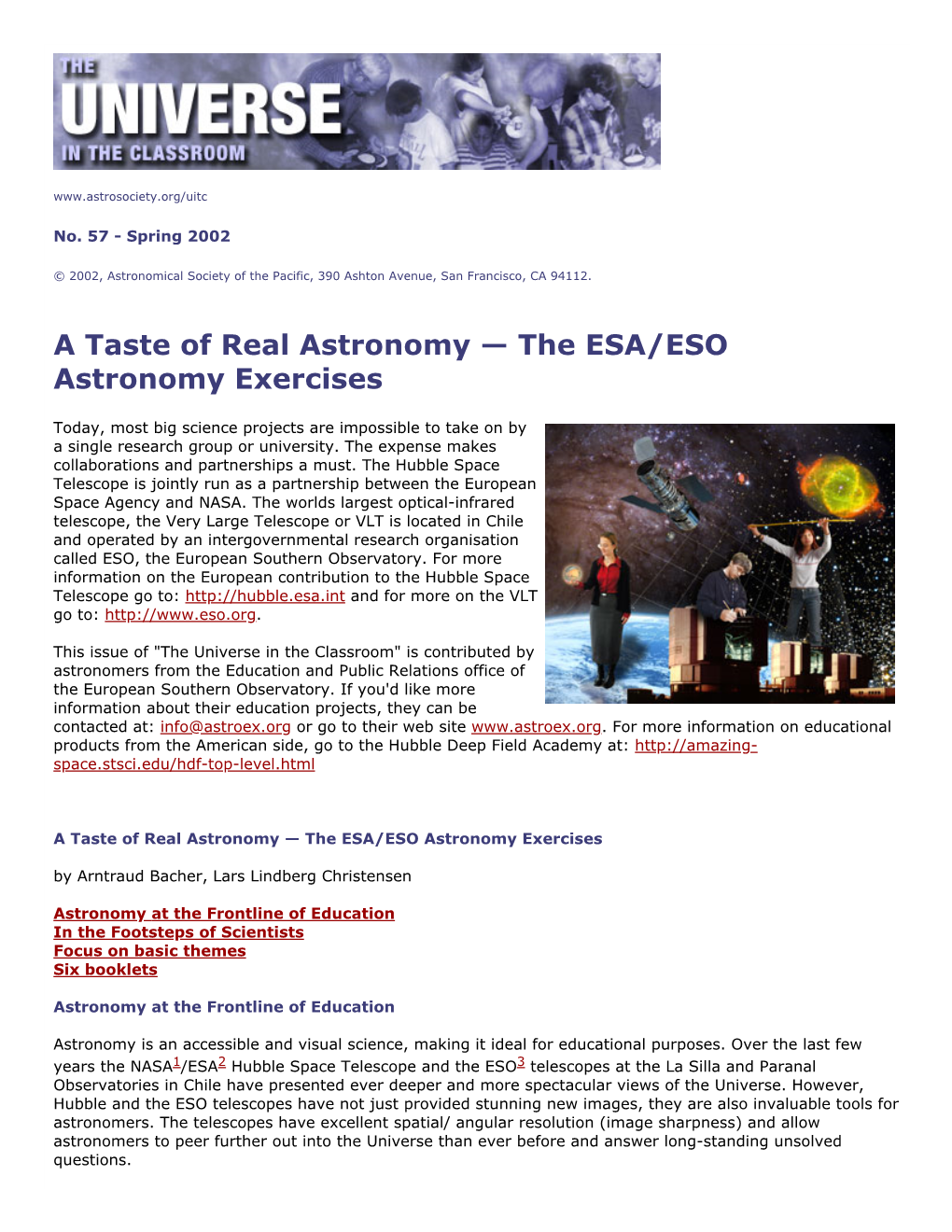 The ESA/ESO Astronomy Exercises
