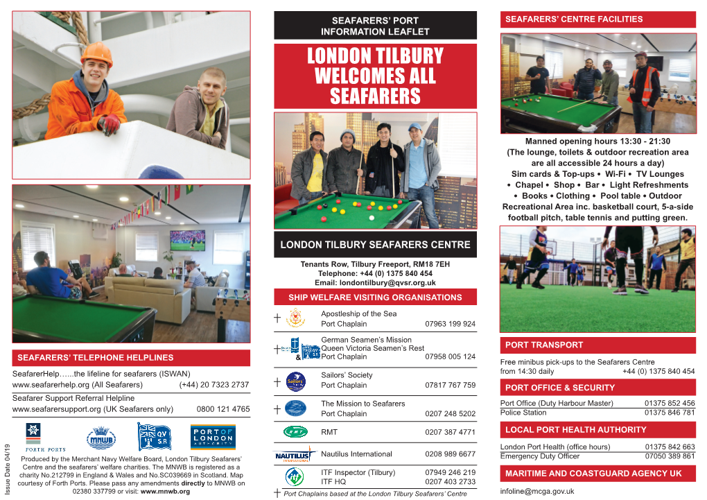 London Tilbury Welcomes All Seafarers