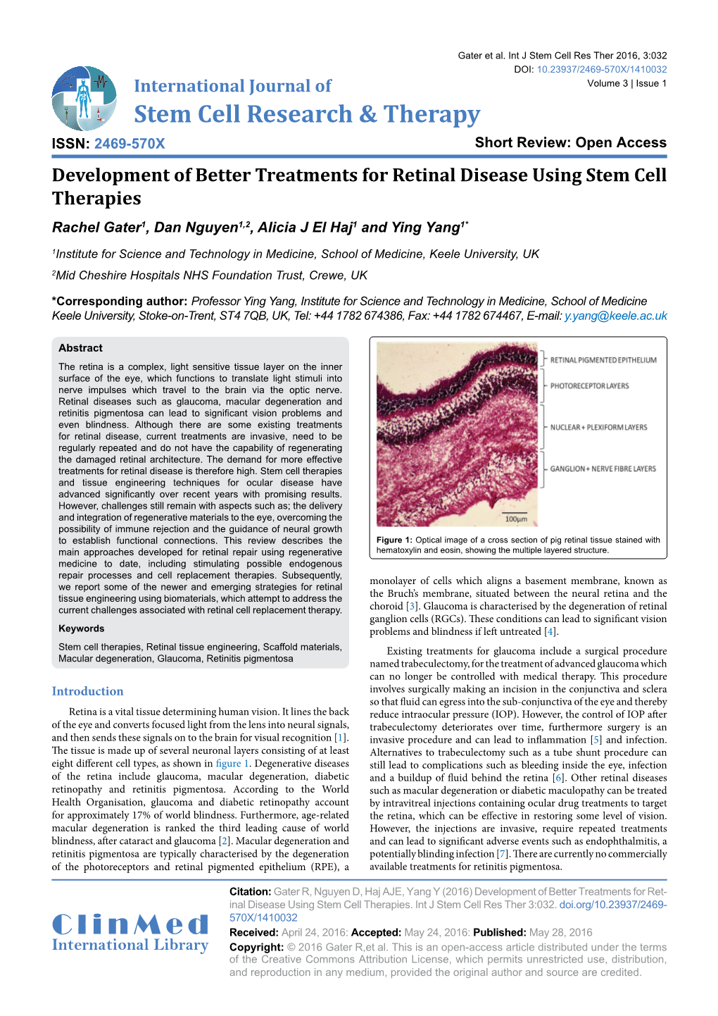 Development of Better Treatments for Ret-Inal Disease Using Stem Cell