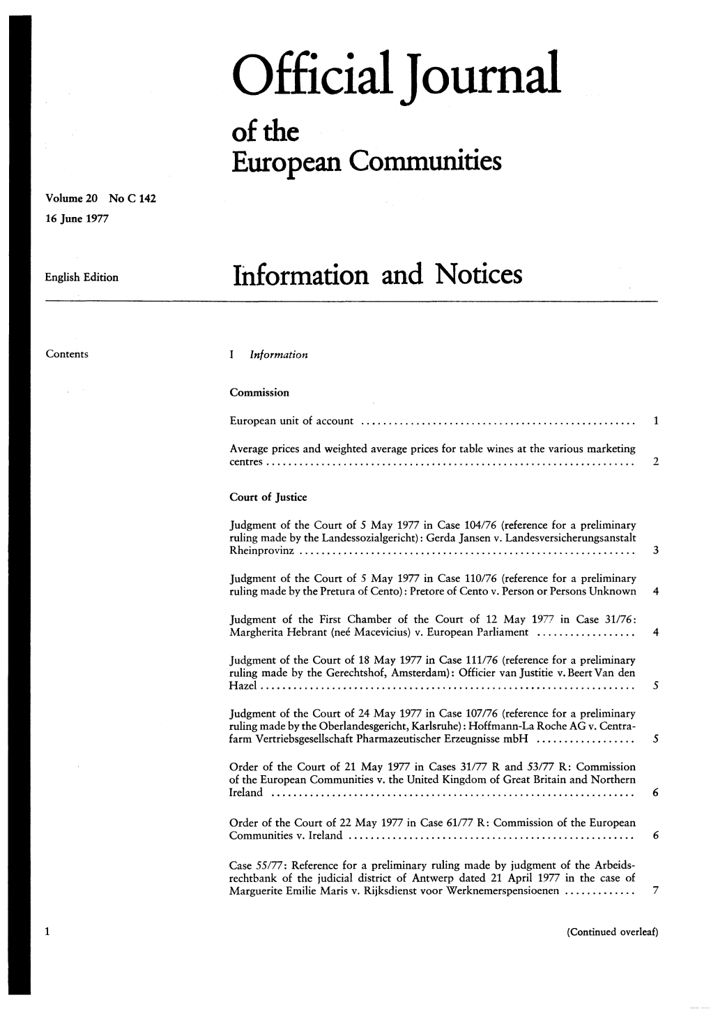 Official Journal of the European Communities