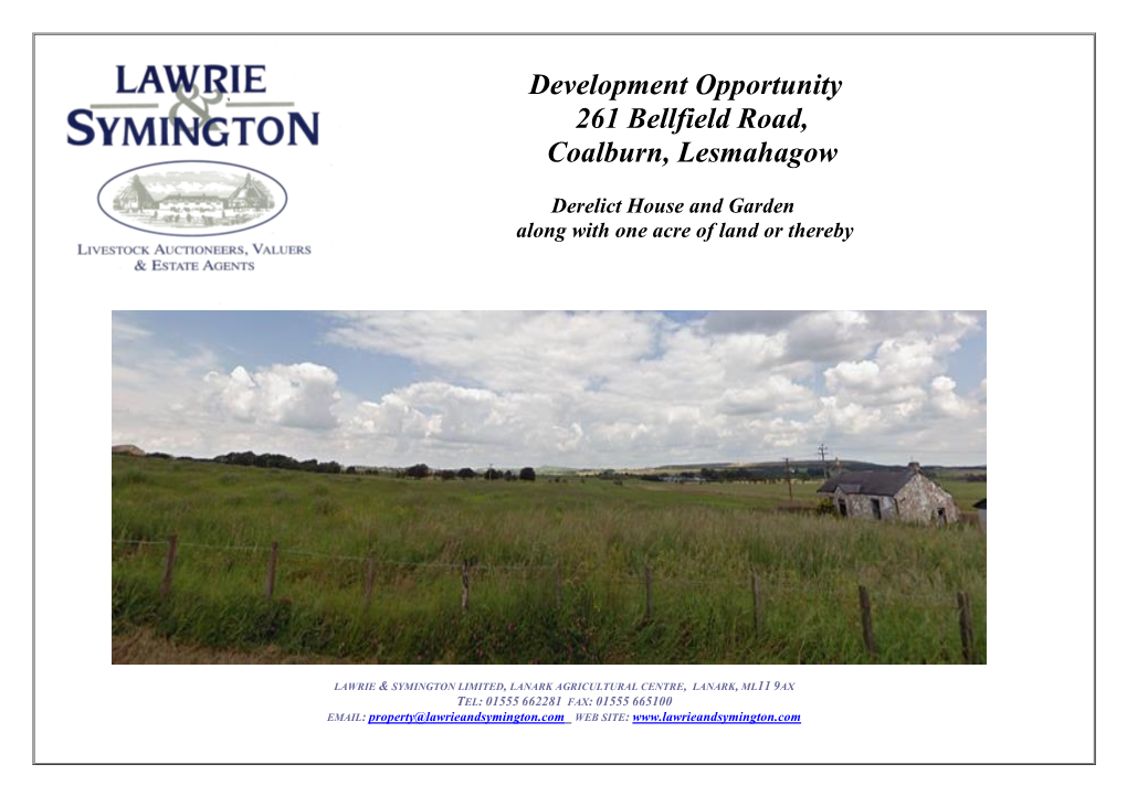 Development Opportunity 261 Bellfield Road, Coalburn, Lesmahagow