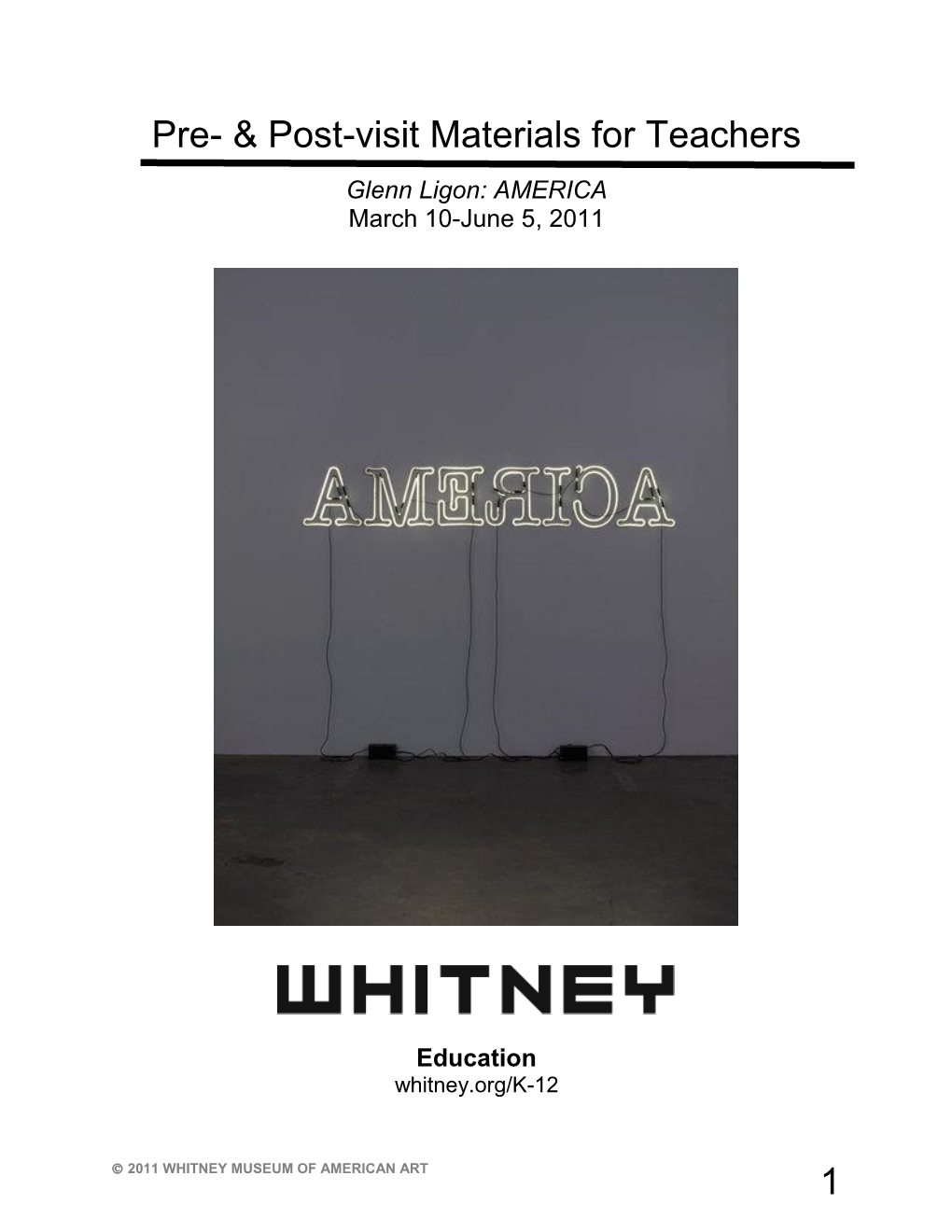 Glenn Ligon: AMERICA March 10-June 5, 2011