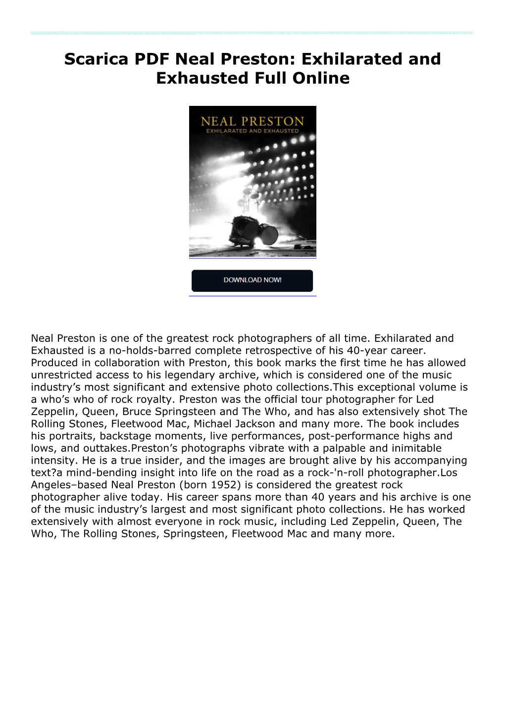 Scarica PDF Neal Preston: Exhilarated And