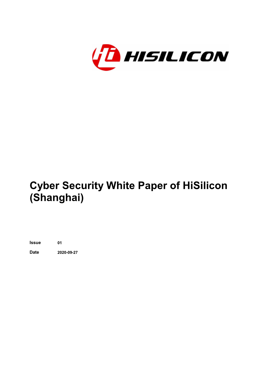 Cyber Security White Paper of Hisilicon (Shanghai)