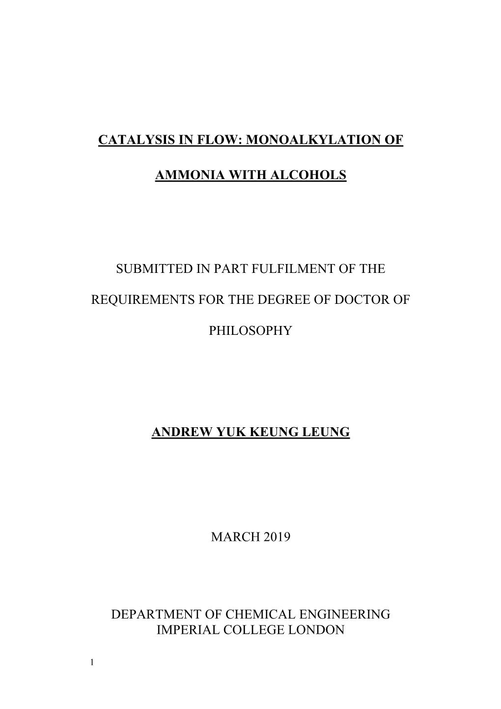 Catalysis in Flow: Monoalkylation Of