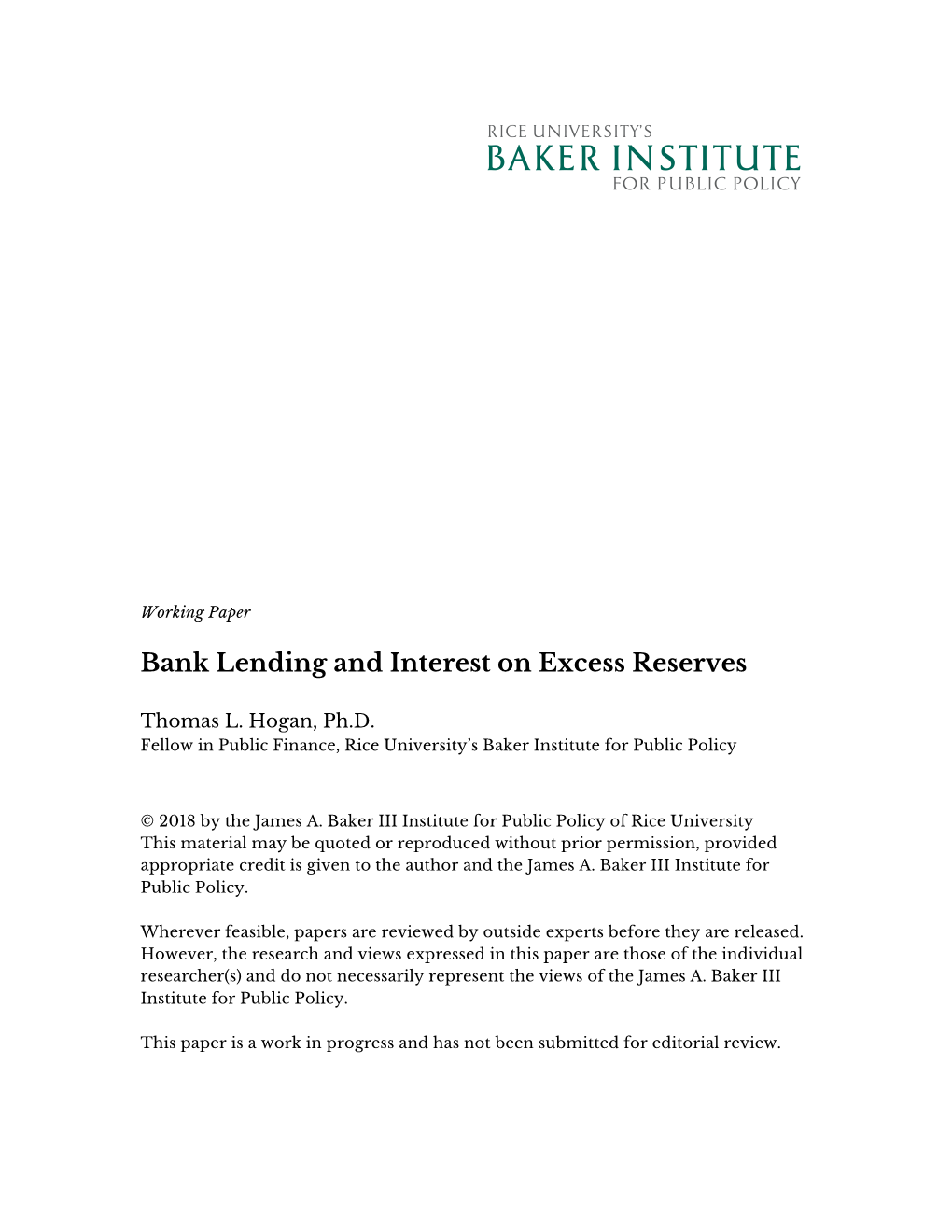 Bank Lending and Interest on Excess Reserves