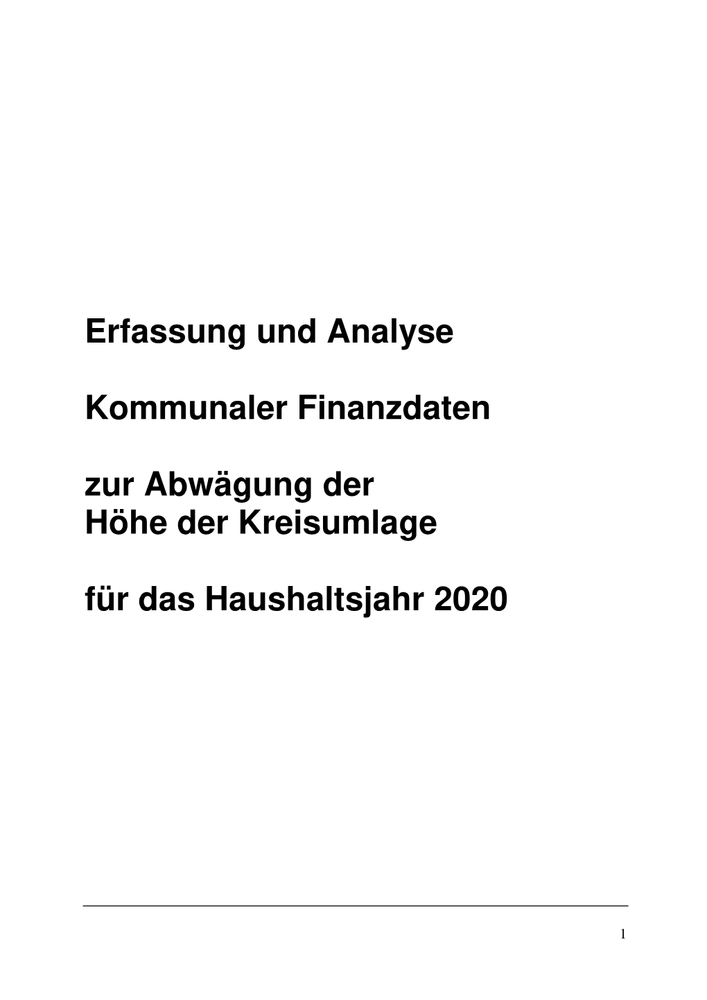 Erfassung Und Analyse Kommunaler Finanzdaten Zur Abwägung Der