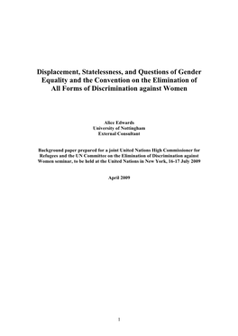 Displacement, Statelessness, and Questions of Gender Equality and the Convention on the Elimination of All Forms of Discrimination Against Women