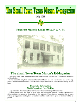 The Small Town Texas Mason's E-Magazine