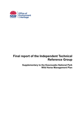 Final Report of the Independent Technical Reference Group