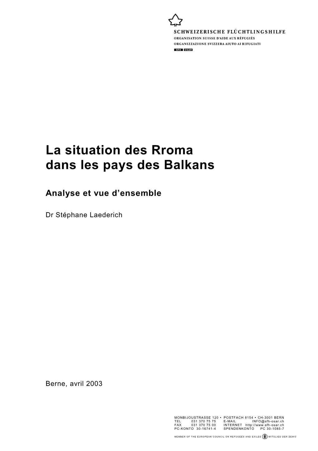 La Situation Des Rroma Dans Les Pays Des Balkans