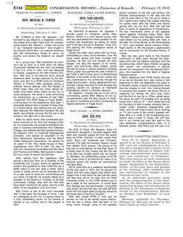 CONGRESSIONAL RECORD— Extensions of Remarks E142 HON. MICHAEL R. TURNER HON. SAM GRAVES HON. TED