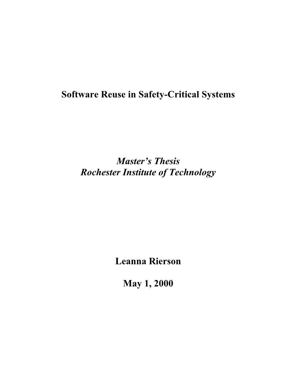 Software Reuse in Safety-Critical Systems