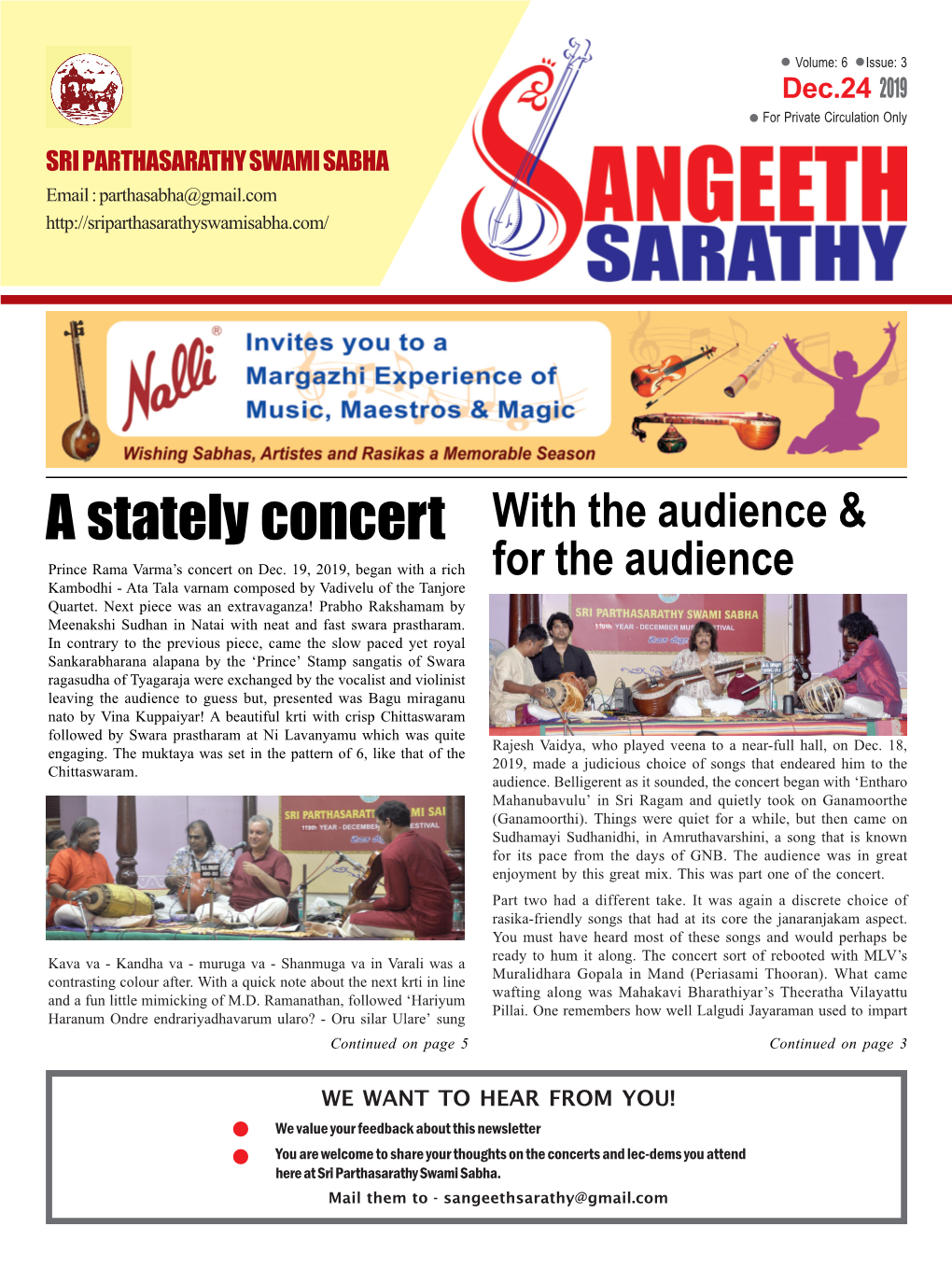 A Stately Concert with the Audience & Prince Rama Varma’S Concert on Dec