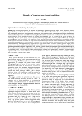 The Roles of Insect Cocoons in Cold Conditions