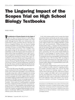 The Lingering Impact of the Scopes Trial on High School Biology Textbooks Downloaded From