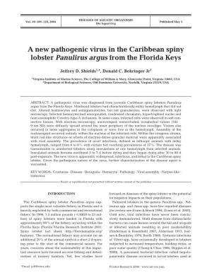 A New Pathogenic Virus in the Caribbean Spiny Lobster Panulirus Argus from the Florida Keys