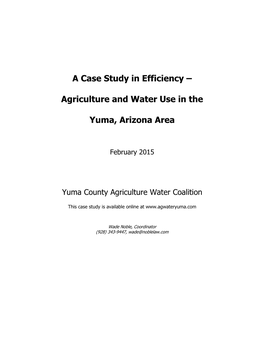 Agriculture and Water Use in the Yuma, Arizona Area