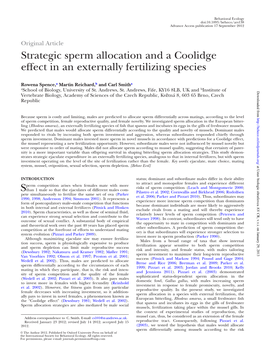 Strategic Sperm Allocation and a Coolidge Effect in an Externally Fertilizing Species