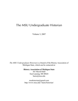 The MSU Undergraduate Historian