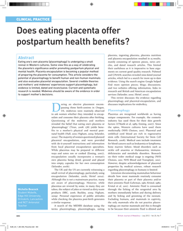 Does Eating Placenta Offer Postpartum Health Benefits?
