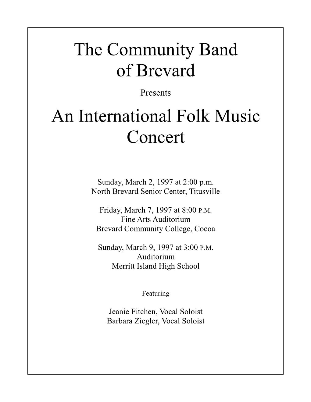 A Concert of International Folk Music