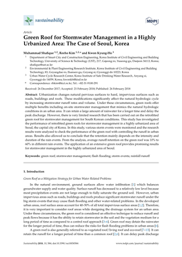 Green Roof for Stormwater Management in a Highly Urbanized Area: the Case of Seoul, Korea