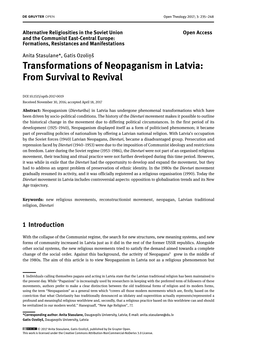 Transformations of Neopaganism in Latvia: from Survival to Revival