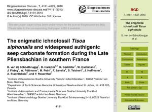 The Enigmatic Ichnofossil Tisoa Siphonalis C C B