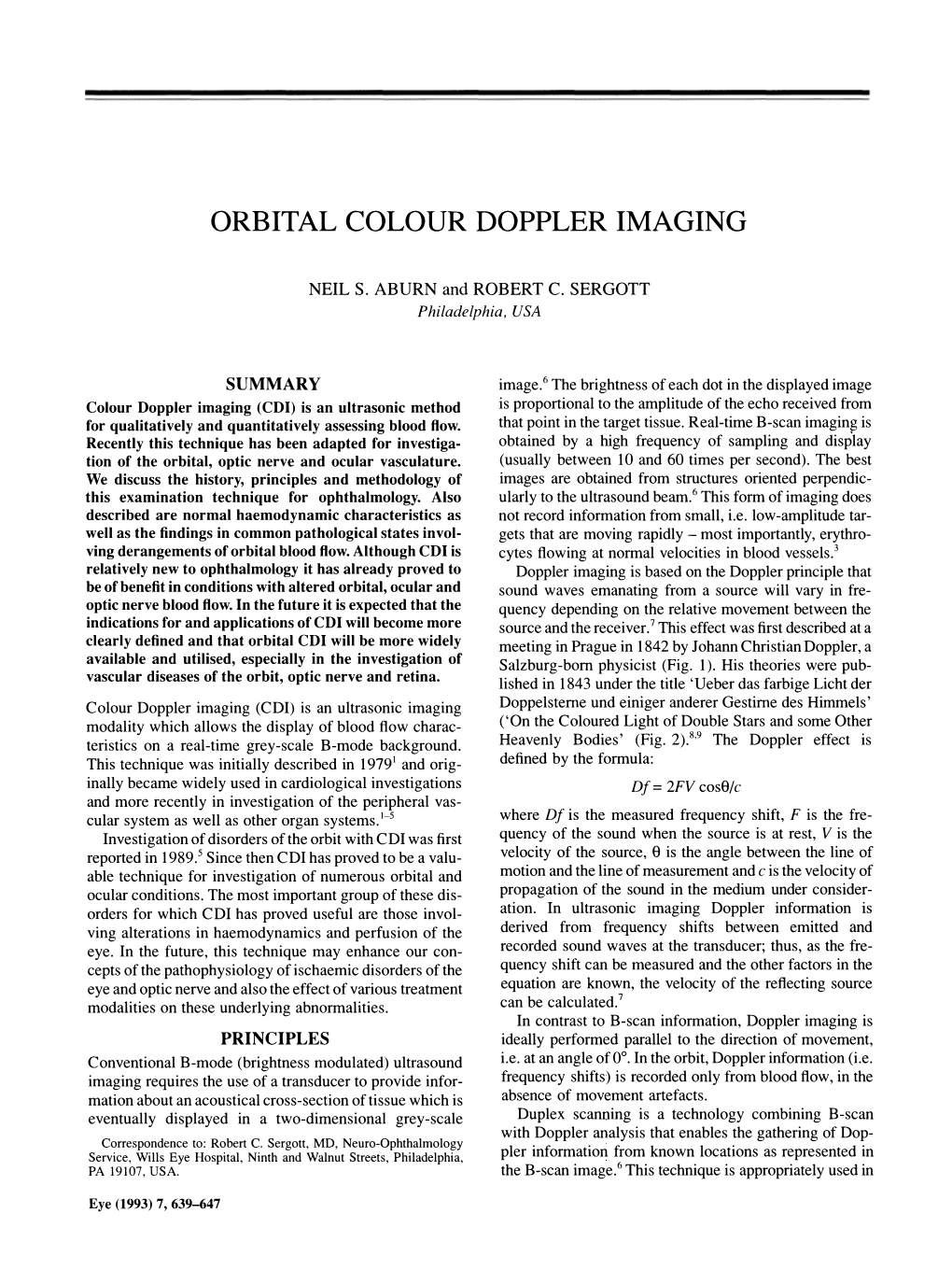 Orbital Colour Doppler Imaging