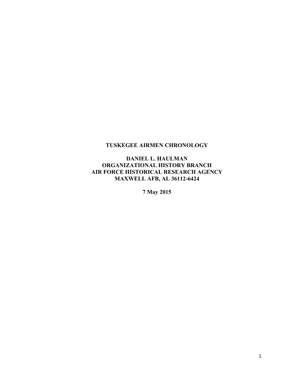 Tuskegee Airmen Chronology 05 2015