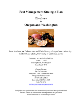 Pest Management Strategic Plan Bivalves Oregon and Washington