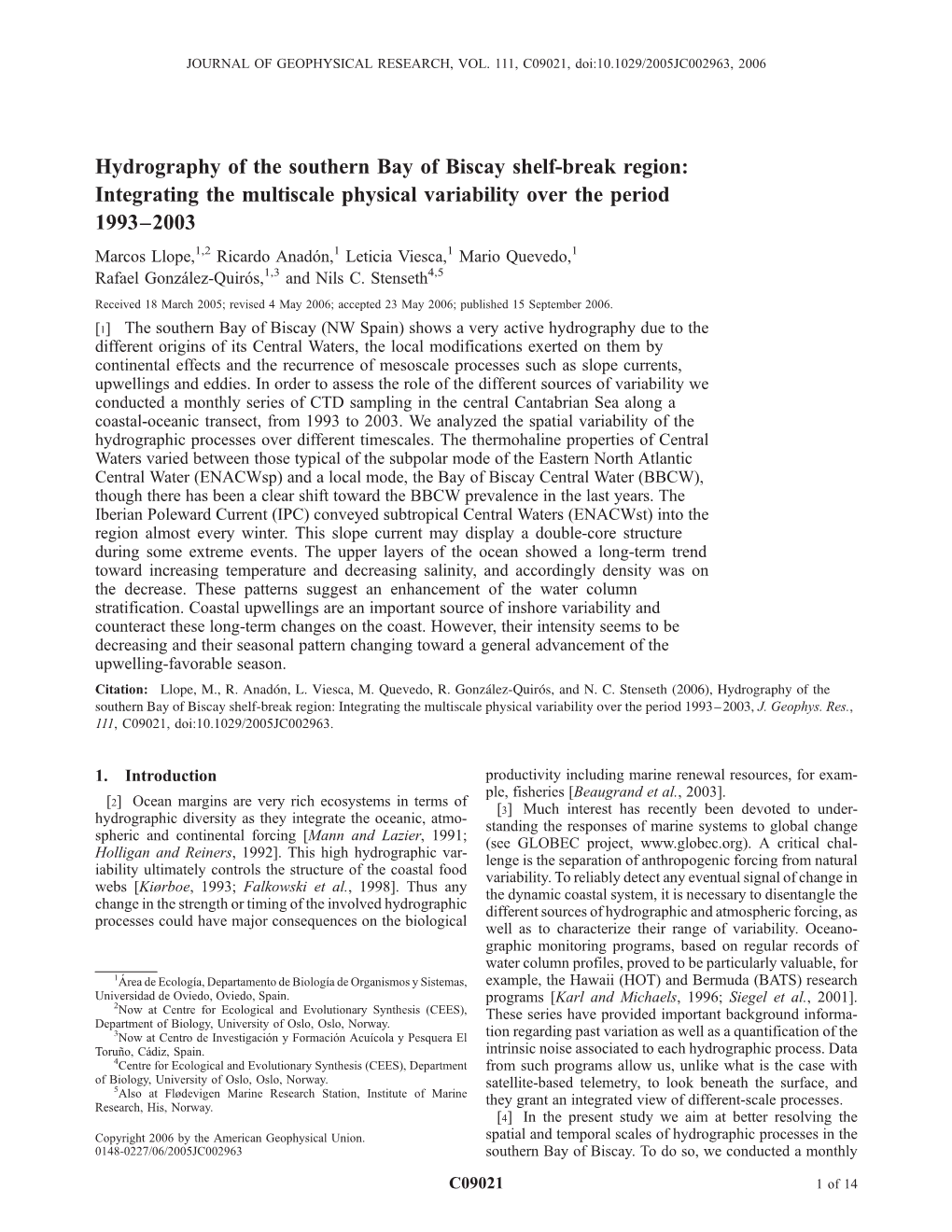 Hydrography of the Southern Bay of Biscay Shelf&Hyphen;Break Region: Integrating the Multiscale Physical Variability Over Th