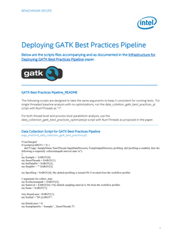 Benchmark Recipe for GATK* Best Practices Pipeline Deployment